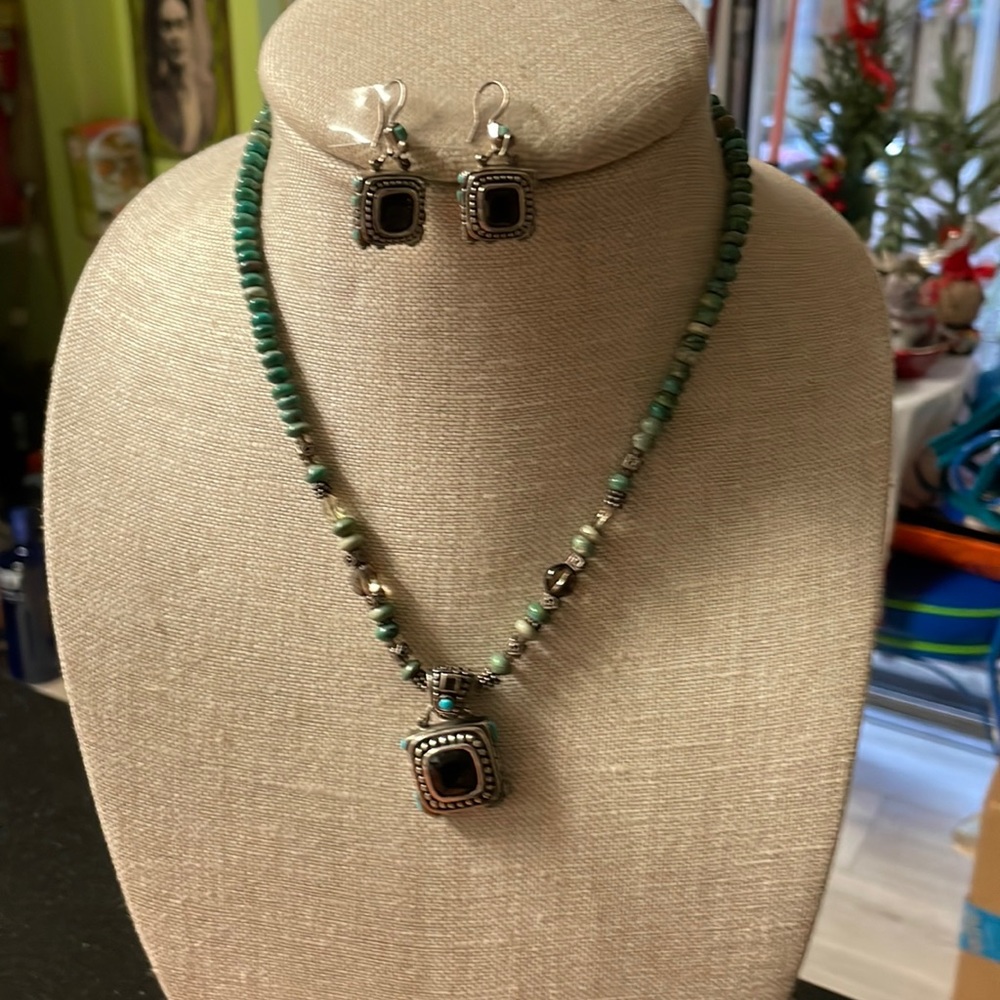 Necklace and matching pierced earrings